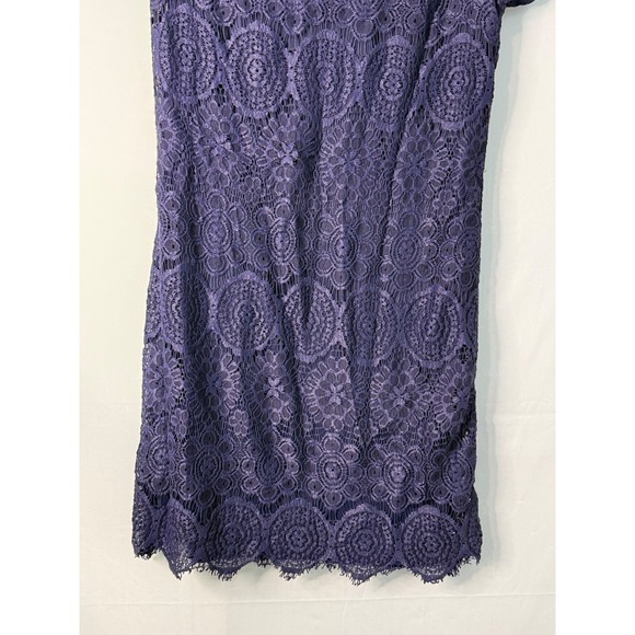 Laundry by Shelli Segal Blue Lace Sheath Dress Short Sleeve Knee Length Size 4 - Picture 2 of 11